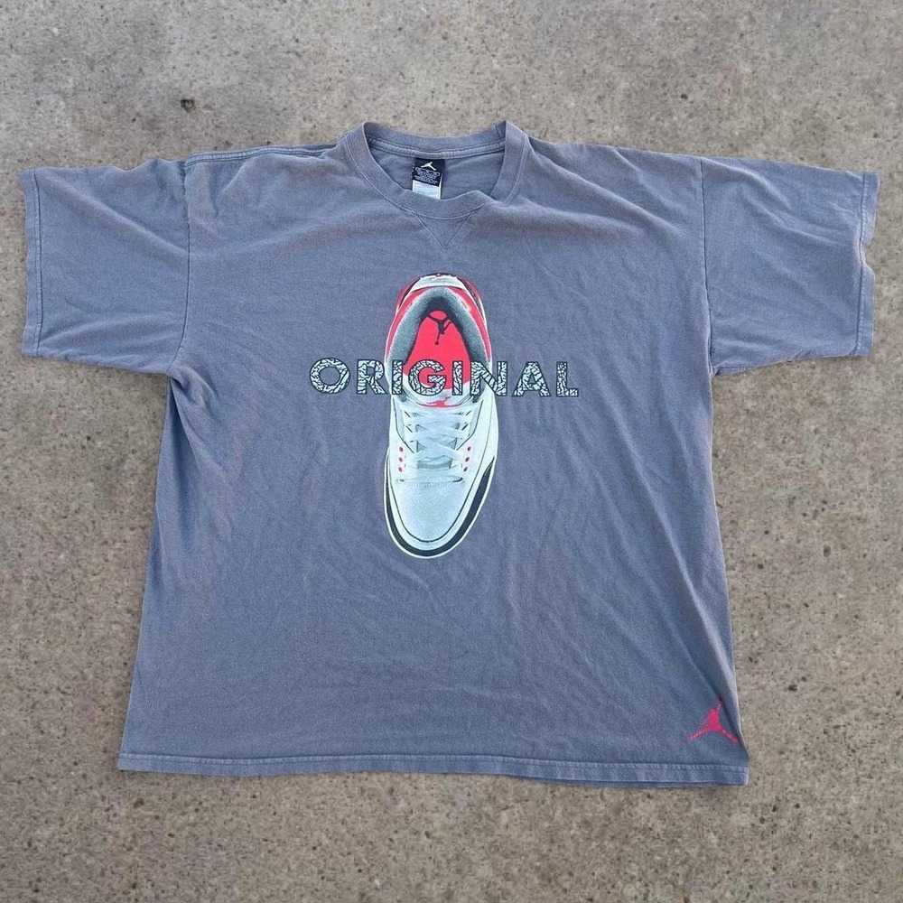 Vintage 2000s Jordan 3 Retro Fire Red Gray Tshirt Sneakerhead‎ XL